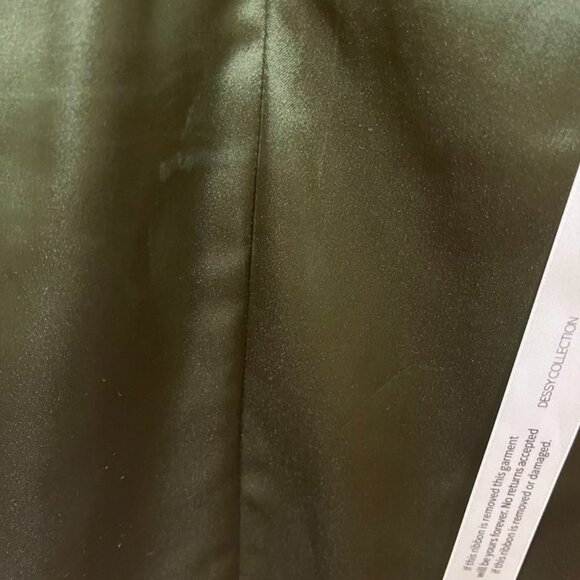 After Six “Nathalie” Ruched One-Shoulder Satin Gown – Size L (Olive Green) - Picture 10 of 16